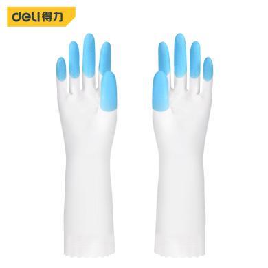 得力家务手套DL526202M洗碗手套家用橡胶耐用型厨房洗衣服乳胶清洁防水家务手套