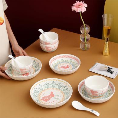尚陵陶瓷宫玉兔餐具十二件套陶瓷礼品礼盒