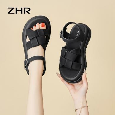 ZHR厚底凉鞋女新款夏季增高踩屎感沙滩鞋运动凉鞋女款软底鞋子M526