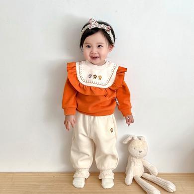 Peninsula Baby女童秋季新款套装儿童洋气木耳边两件套女宝宝秋装韩版童套装