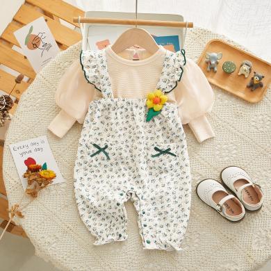 Peninsula Baby婴儿衣服两件套小碎花婴儿连体衣秋季新生儿衣服女宝宝婴儿服装