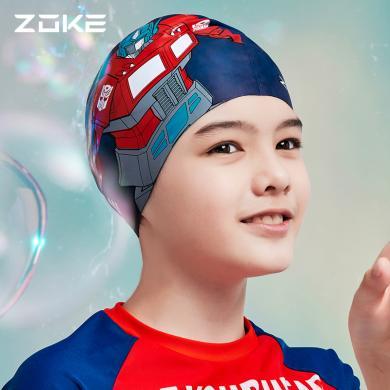 zoke洲克儿童硅胶泳帽防滑防水护发护耳男童青少年游泳训练不勒头621603220