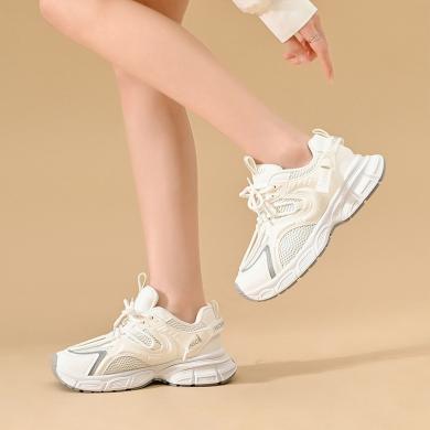 ZHR老爹鞋女夏季新款阿甘鞋厚底网面透气薄款轻便跑步白色运动鞋PEP03060