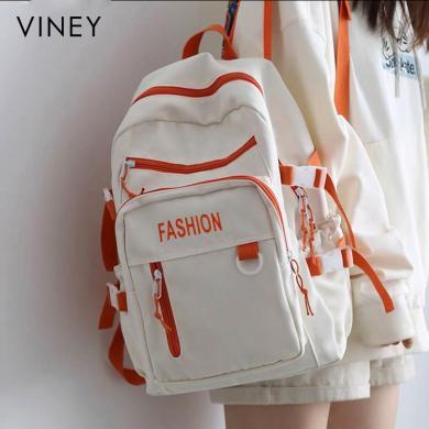 Viney双肩包女新款大容量时尚书包大学生初中生高中可爱背包4589