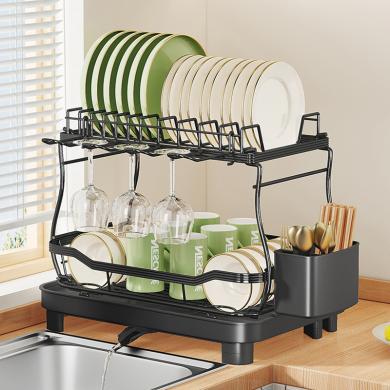 奥纳斯厨房碗碟置物架水槽旁碗筷碗盘收纳架家用台面多功能伸缩沥水架子