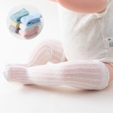 茵秀丽（3双装）夏季款网眼透气卡通过膝宝宝薄袜婴儿长筒袜松口卡通防蚊袜子
