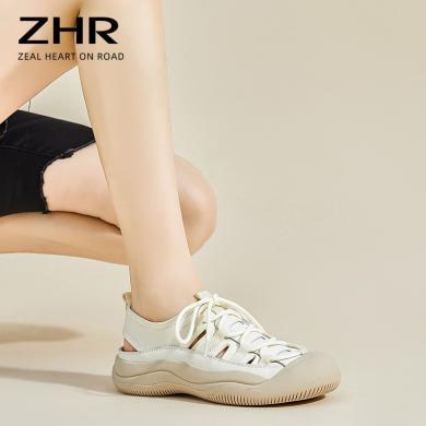 ZHR洞洞鞋女夏季罗马凉鞋2023年新款软底凉拖鞋厚底运动沙滩鞋子EJ27