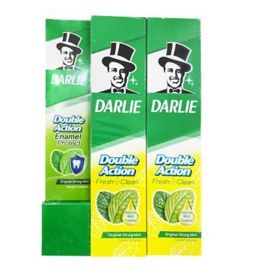 【支持购物卡】港版DARLIE好来 黑人牙膏 双重薄荷牙膏组合装 三支装（225g+225g+100g）口气清新家庭实惠装
