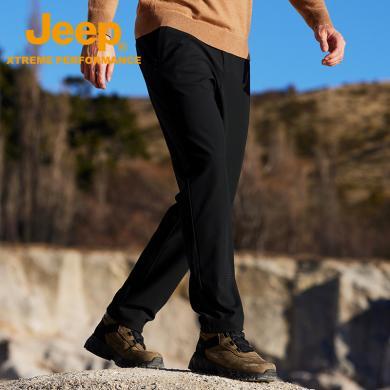 Jeep/吉普新款牛奶丝休闲裤男秋冬户外保暖弹力长裤运动徒步裤J332093811