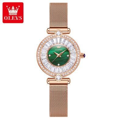 欧利时(OLEVS)瑞士品牌手表女士新款镶钻石英表女生小众潮流防水网带时尚腕表