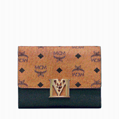 【支持购物卡】MCM  女士时尚拼色logo印花皮革短款手拿钱包 香港直邮 