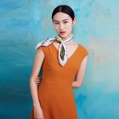 万事利【精美礼盒】【100%桑蚕丝】春夏真丝女士丝巾围巾披肩两用围巾时尚63CM中方巾领巾百鸟翎