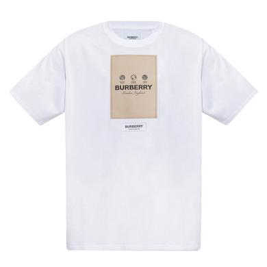 【支持购物卡】BURBERRY/博柏利 巴宝莉男士简约时尚短袖T恤胸前方块徽标图案香港直邮