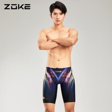 洲克男士泳裤五分专业游泳训练zoke大码速干比赛新款中学生泳衣123636882