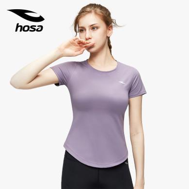 浩沙HOSA运动短袖女上衣圆领T恤轻薄透气速干衣跑步健身服瑜伽服220301402