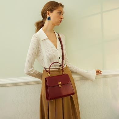 【原创品牌】拉菲斯汀新款设计师品牌包包单肩斜挎凯莉包牛皮新娘女包大容量手提婚包