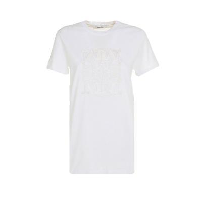 【支持购物卡】MAX MARA/麦丝玛拉 白色女士棉质M印花短袖圆领T恤 香港直邮