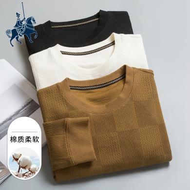 欧保罗【长绒棉】男士长袖针织圆领T恤卫衣男秋季轻奢棉T恤百搭秋冬休闲长袖体恤衫男上衣t恤BL681571