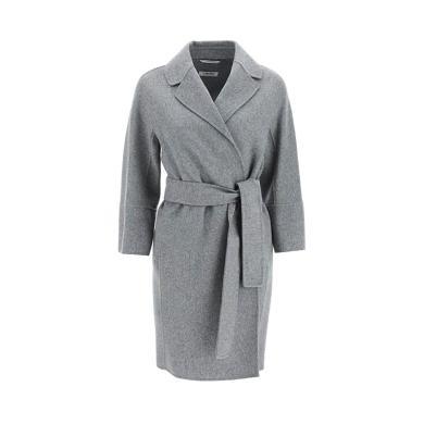 【支持购物卡】MAX MARA/麦丝玛拉 女士时尚气质灰色羊毛大衣 香港直邮