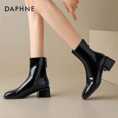 达芙妮女鞋 短靴新款单靴新款英伦风高级感马丁靴 4023605085