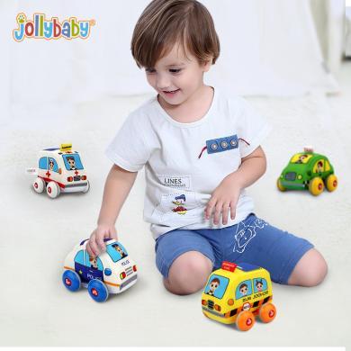 jollybaby 布艺回力车玩具警车消防车老虎动物惯性车儿童益智玩具WLTH8185J-1