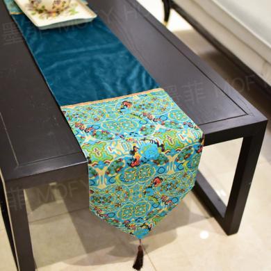 DEVY  餐桌布艺茶几桌旗布欧式美式床旗床尾巾新中式实用餐厅茶桌装饰品