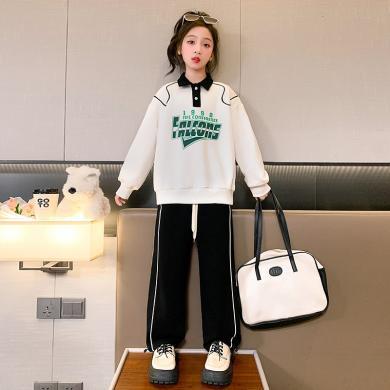 童咖童啡女童套装秋装2023新款洋气儿童韩版卫衣大童春秋款女孩童装两件套83247