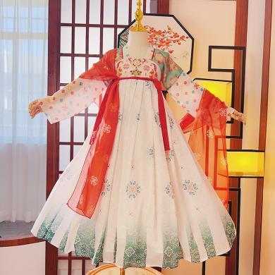 安妮优儿  新款夏季中国风古装女孩名族风中式儿童演出服女童汉服连衣裙SL2822