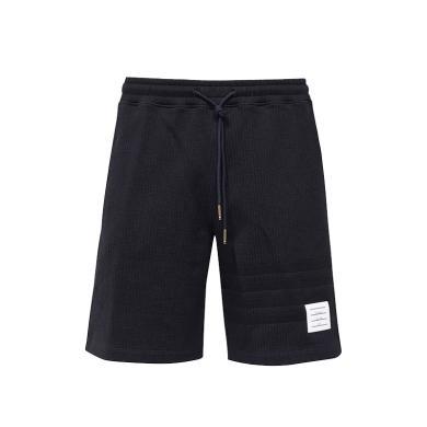 【支持购物卡】 THOM BROWNE/汤姆布朗 TB 黑色男士隐形四条纹休闲运动五分短裤 香港直邮