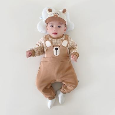 Peninsula Baby婴儿衣服冬季加绒新生儿衣服小熊假两件婴儿连体衣秋冬宝宝衣服