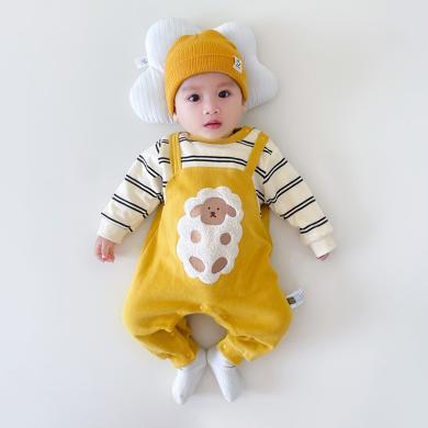 Peninsula Baby婴儿连体衣冬季加绒新生儿衣服小绵羊假两件婴儿衣服秋冬婴儿服装