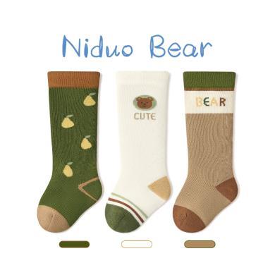 尼多熊婴儿袜子秋棉袜可爱宝宝长筒袜不勒秋冬男童长腿袜W3032