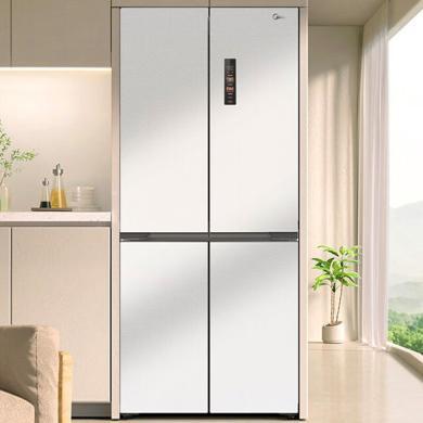 美的冰箱435升十字四门智能净化除菌纯平全嵌保鲜智能家用电冰箱BCD-435WUSGPZM凝光白