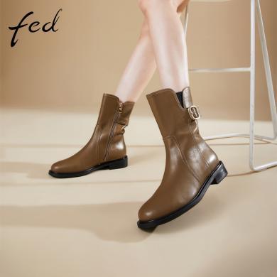fed平底短靴冬季靴子简约时尚切尔西靴时装靴1007-ZFA322