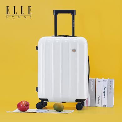 ELLE HOMME新款时尚拉链拉杆箱简约竖纹旅行箱静音万向轮行李箱