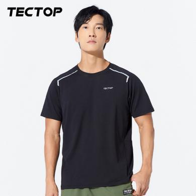 TECTOP/探拓户外夏季登山徒步纯色圆领短袖速干男士运动休闲圆领T恤