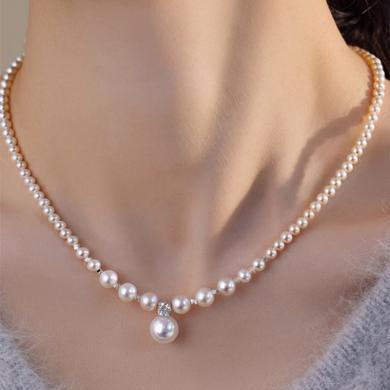 金世流年珠宝 S925纯银碎银子珍珠项链女施家高级小众轻奢法式锁骨链