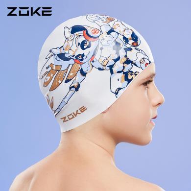 洲克儿童泳帽硅胶防水护发护耳不勒头zoke男童游泳训练女孩防滑帽624503232