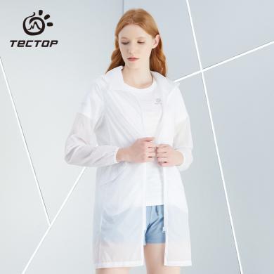 TECTOP/探拓户外夏季防晒衣女款超薄透气户外运动皮肤风衣中长款风衣外套