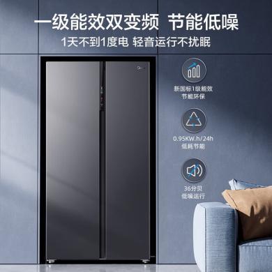 美的（Midea）变频一级能效对开门双开门电冰箱家用智能净味无霜超薄大冷冻 MR-582WKPZE 炭灰-月夜