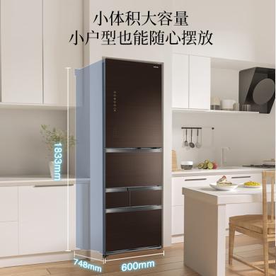 东芝（TOSHIBA）日式多门五门家用高端电冰箱大容量一级能效无霜超薄嵌入自动制冰GR-RM533WE-PG1A2兰芷棕