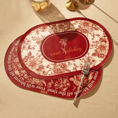 摩登主妇玫瑰假日西餐餐垫高级感轻奢高颜值桌垫耐高温防烫隔热垫
