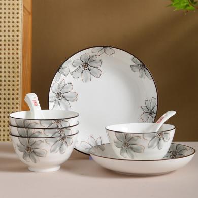 尚陵陶瓷夏蕊碗勺礼品组合套装餐具