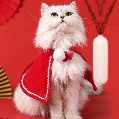 新年猫咪围巾圣诞节头饰小斗篷狗狗披风新年衣服保暖套装宠物服饰