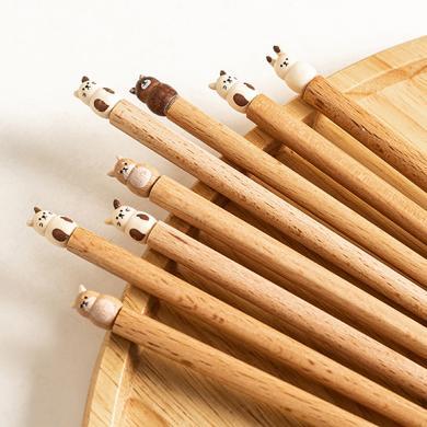 摩登主妇特别好看的筷子家用高档新款木质一人一筷可爱分餐实木筷