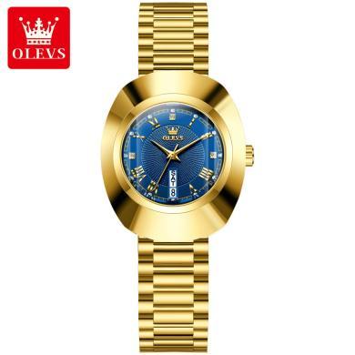 欧利时(OLEVS)瑞士品牌手表女士新款轻奢钨钢金色石英表女防水精钢表带时尚腕表