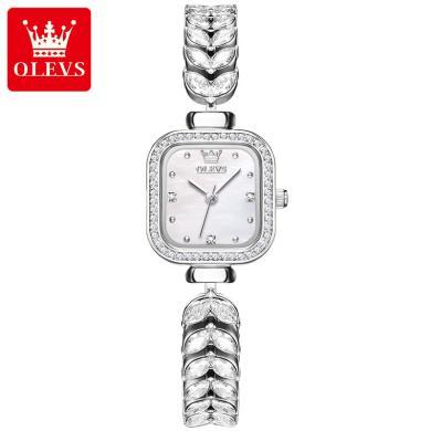 瑞士欧利时(OLEVS)品牌手表女士新款方形石英表女镶钻表带防水时尚轻奢腕表