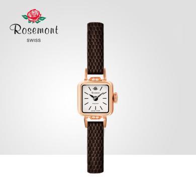Rosemont新款瑞士小方表复古细表带小巧精致防水真皮玫瑰手表正品 送运费险 支持购物卡