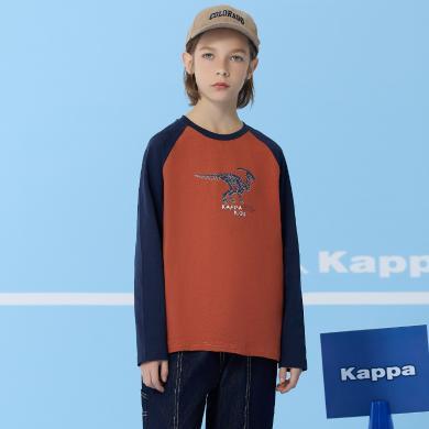 Kappa卡帕男童卫衣款2024新款纯棉内搭灰色潮帅气时髦青少年