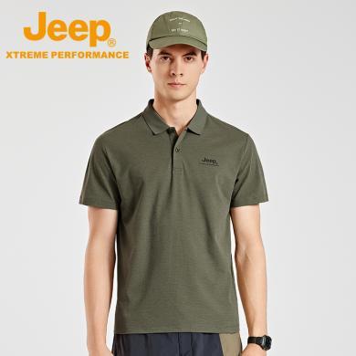 【蝴蝶纺】Jeep/吉普户外吸湿速干POLO衫男网眼透气弹力短袖T恤J422099968